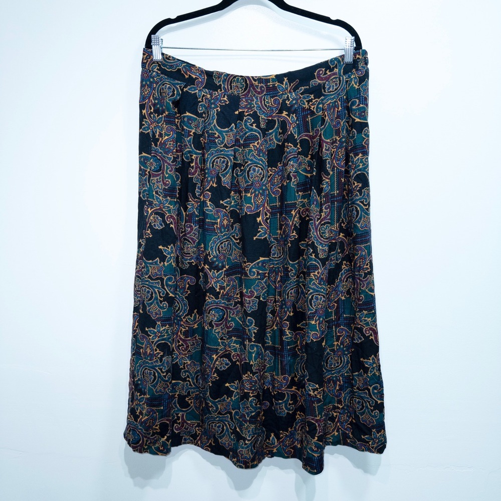 Vintage Worthington Navy Blue Paisley Midi Swing Size 18